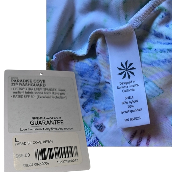 ATHLETA Paradise Cove Zip Rashguard Size Large New With Tags - Picture 5 of 6